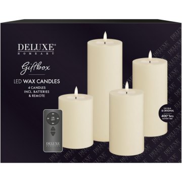Dansk Cream Real Flame™ LED Wax Candle Gift Box (Set of 4) with Remote