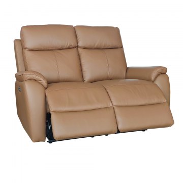 Montego Power Reclining Two Seater Sofa In Tan Leather with Skai Back