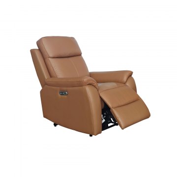 Montego Power Reclining Armchair In Tan Leather with Skai Back