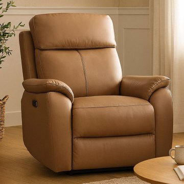 Montego Power Reclining Armchair In Tan Leather with Skai Back