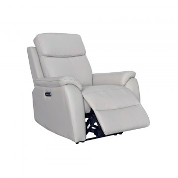 Montego Power Reclining Armchair In Pewter Leather with Skai Back
