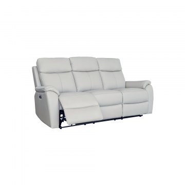 Montego Power Reclining Three Seater Sofa In Pewter Leather with Skai Back