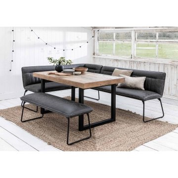 Cooper Corner Bench Right In Grey Faux Leather