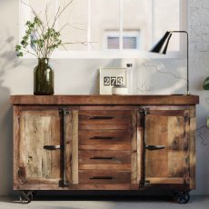 Hyatt Industrial Sideboard on Wheels