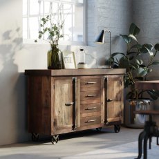 Hyatt Industrial Sideboard on Wheels