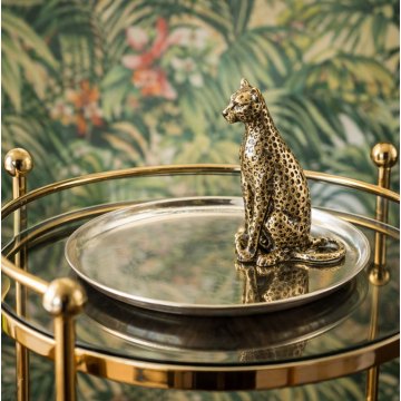 Cheetah Cake Plate in an Antique Gold Finish with Nickel Cheetah Cake Plate in an Antique Gold Finish with Nickel