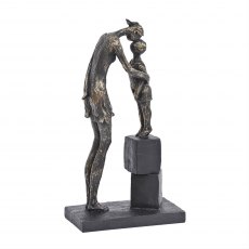 Mother & Child On Blocks Sculpture in Antique Bronze Finish