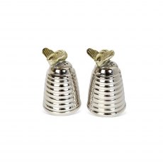 Queen Bee Hive Salt & Pepper Set in Silver Plate