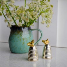 Queen Bee Hive Salt & Pepper Set in Silver Plate