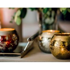 Florentine Etched Gold Tea Light Holder