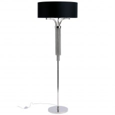 Langham Floor Lamp In Nickel With Black Shade