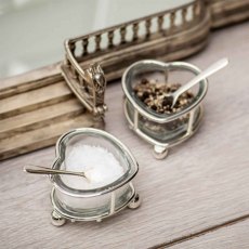 Heart Salt & Pepper Set with Two Spoons
