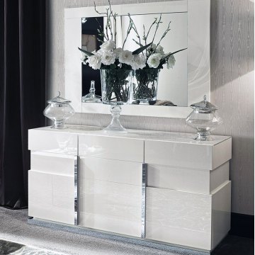 Manhattan Three Door Buffet in White Lacquer