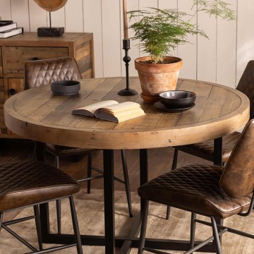 Key West 120cm Round Dining Table - Reclaimed Timber