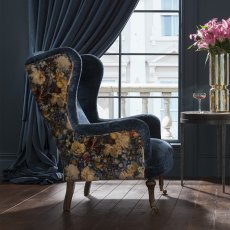 Crawford Wing Chair in Allure Textured Italian Velvet & Printed Velvet Outside Trim