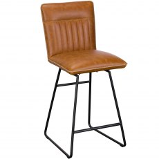 Cooper Swivel Bar Stool In Tan Faux Leather