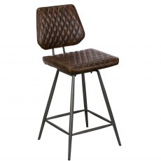 Dalton Swivel Bar Stool In Dark Brown Faux Leather