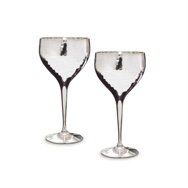 Pair of Hammered Wine Goblets