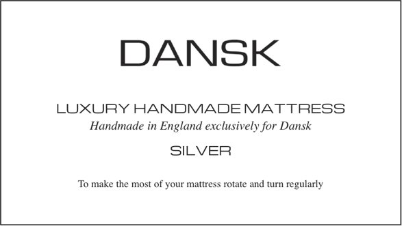 DANSK No.2 SILVER ~ Luxury Handmade Mattress