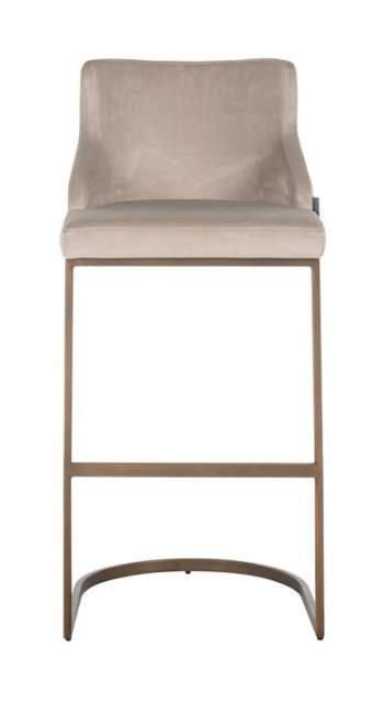 Bolton Bar Stool in Khaki Velvet & Brushed Gold Finish