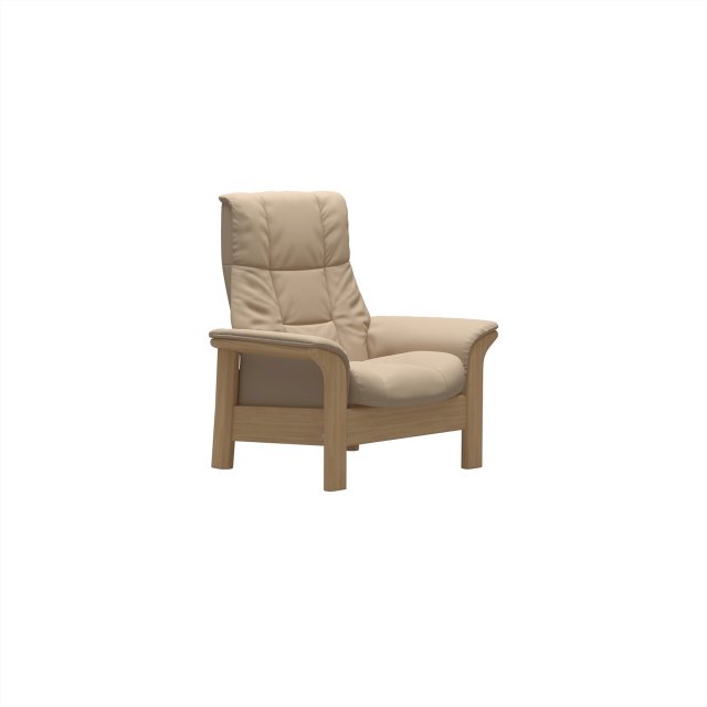 Stressless Stressless Windsor High Back 1 Seater Reclining Chair in Paloma Beige Leather & Oak Wood Frame