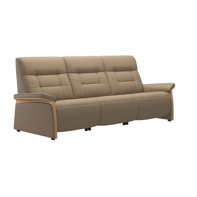 Stressless Stressless Mary 3 Seater Sofa with 3 Power Recliners in Paloma Funghi Leather & Oak Wood Frame