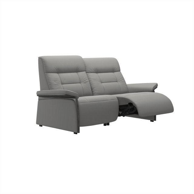 Stressless Stressless Mary 2 Seater Sofa with 2 Power Recliners in Paloma Silver Grey Leather & Grey Wood Frame