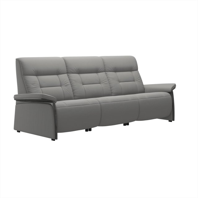 Stressless Stressless Mary 3 Seater Sofa with 3 Power Recliners in Paloma Silver Grey Leather & Grey Wood