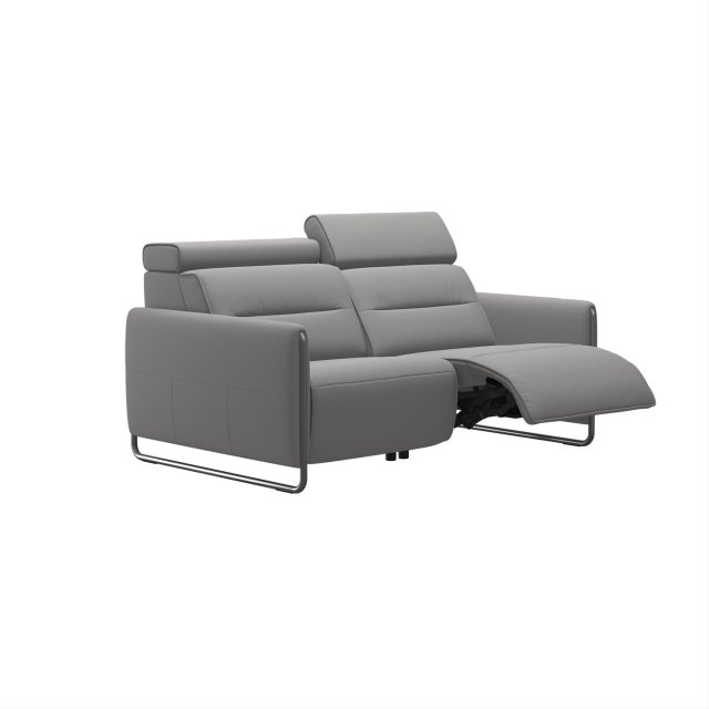 Stressless Stressless Emily 2 Seater Sofa with 2 Power Recliners in Paloma Silver Grey Leather & Chrome Arm