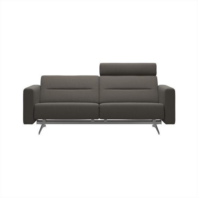 Stressless Stressless Stella 2.5 Seater Sofa (S2 Arm) with One Headrest in Paloma Metal Grey Leather/Chrome Leg