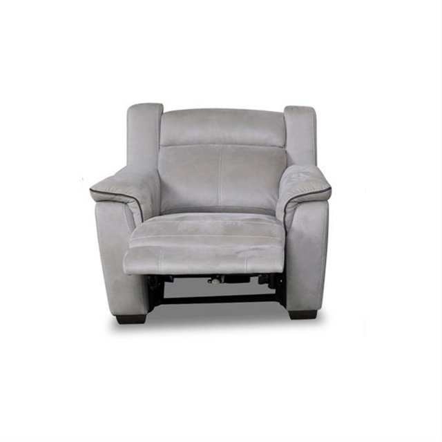 HTL Buffalo Power Recliner Chair in Silver Grey Fabric & Charcoal - Dansk