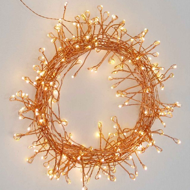 Copper Cluster - 300 Warm White LED Light Chain with Transformer