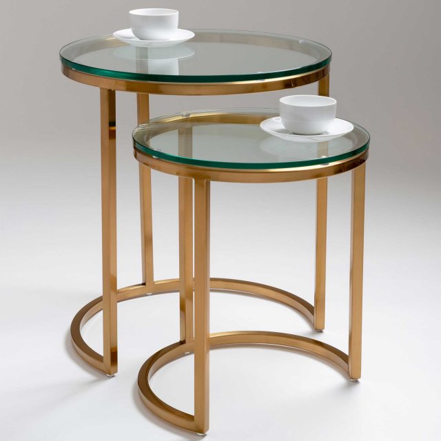 Centrepiece Apollon Nest of Two Tables - Brushed Brass