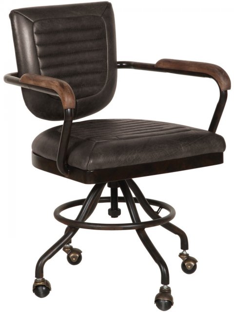 Hudson Office Chair In Grey Leather