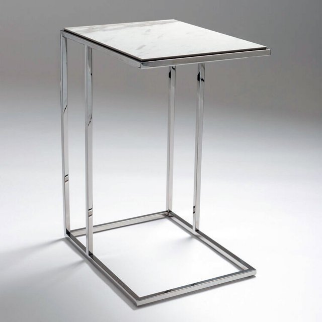 Dakar Sofa Side Table - Polished Stainless Steel