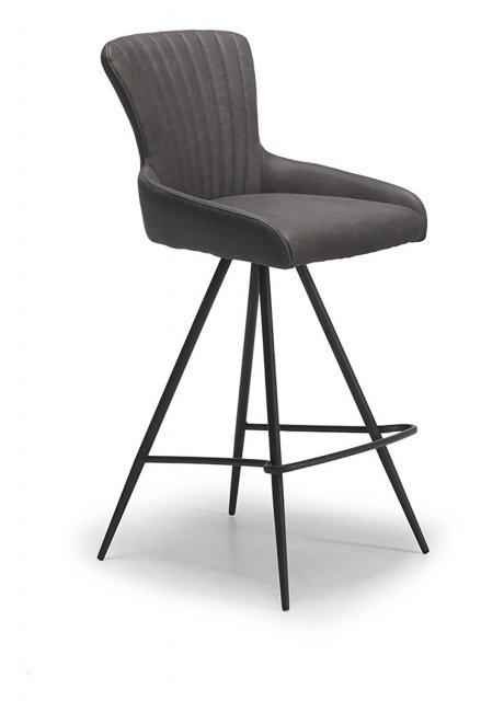 Marina Swivel Counter Bar Stool in Dark Grey Faux Bison Upholstery