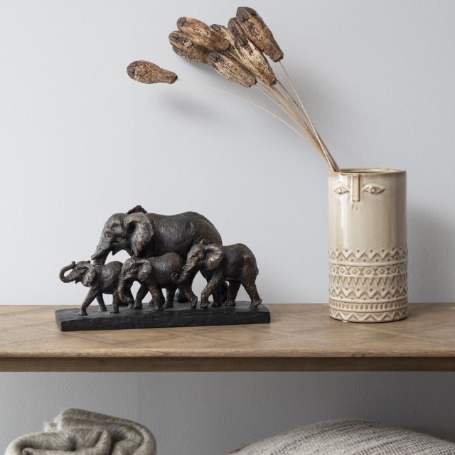 Libra Interiors Parade Of Elephants Sculpture in Antique Bronze Finish
