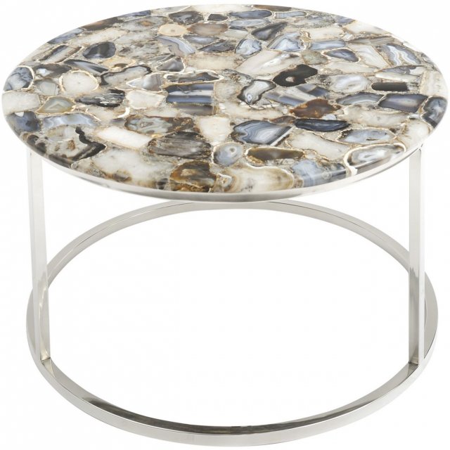 Agate Round Coffee Table On Nickel Frame