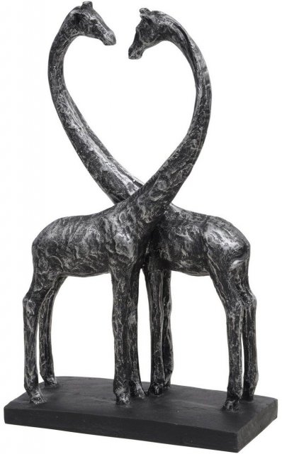 Giraffes In Love Sculpture in Antique Silver Finish