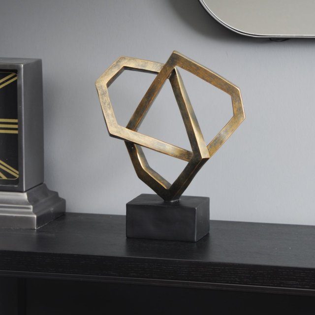Libra Interiors Cubist Sculpture in Antique Bronze Finish