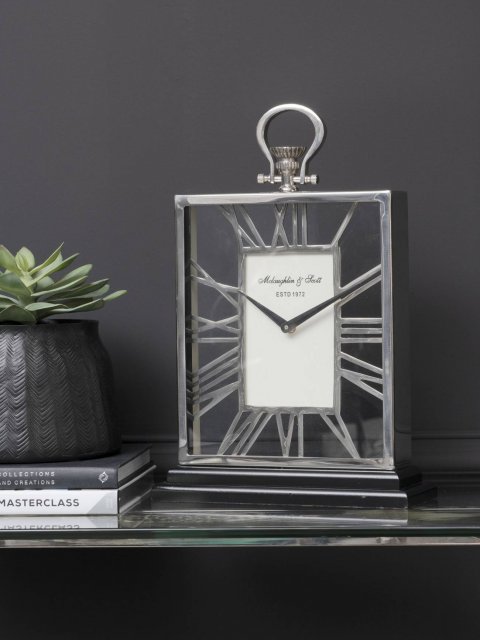 Cambridge Silver and Black Skeletal Mantel Clock