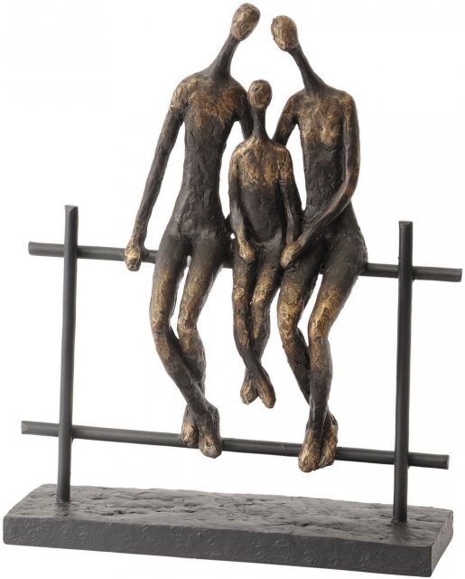 Family Of Three On Fence Sculpture