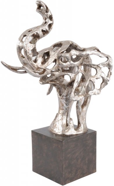 Abstract Elephant Head Sculpture in Silver Finish