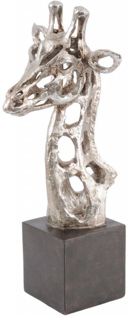 Abstract Giraffe Head Sculpture in Silver Finish