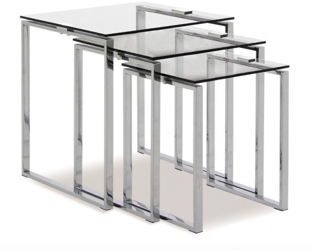 Katrine Nest of Tables - Clear Glass Tops with Chrome