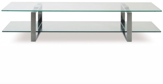 Katrine TV Table with Clear Glass Tops & Chrome Frame