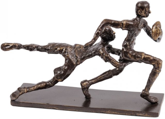 Rugby Tackle Sculpture in Bronze Finish