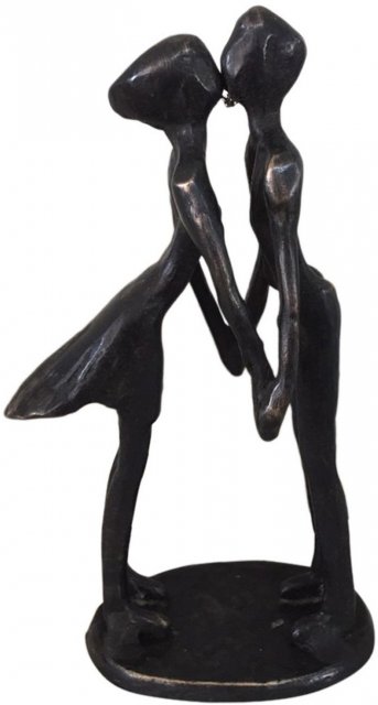 Kissing Couple Sculpture in Bronze Finish