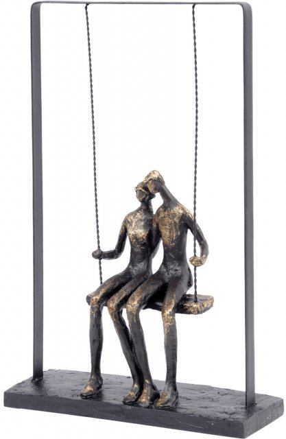 Couple Sitting on Swing Figurative Sculpture in Bronze Finish