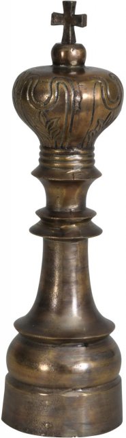 Chess Piece Queen Sculpture 12x41cm in Antique Gold Textured Aluminium